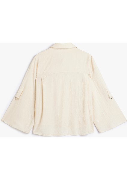 Geniş Uzun Kol Gömlek Dokulu Kapaklı Çift Cepli fiyatları