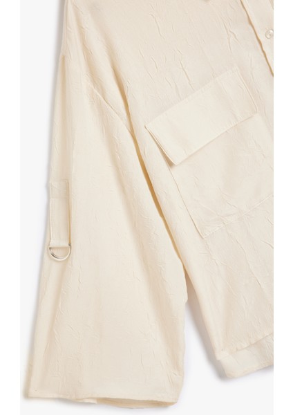 Geniş Uzun Kol Gömlek Dokulu Kapaklı Çift Cepli modelleri