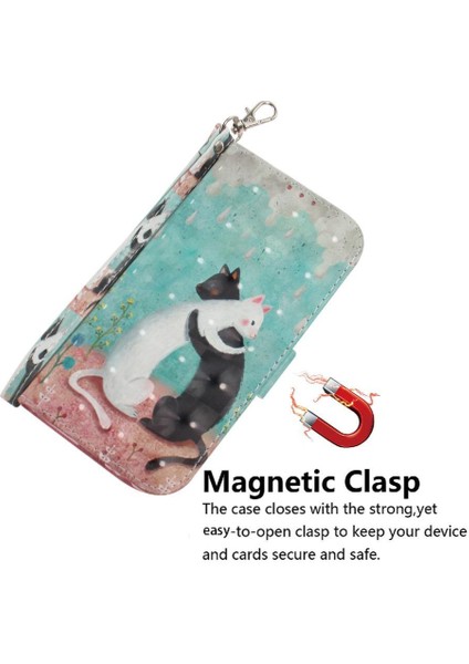 IPhone 14 Pro Max Manyetik Kapatma Pu Kart Için 3D Boyalı Koruyucu Kılıf (Yurt Dışından)