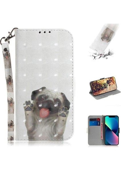 IPhone 15 Için 3D Boyalı Koruyucu Kılıf Artı Cüzdan Pu Deri Kart Yuvaları (Yurt Dışından)