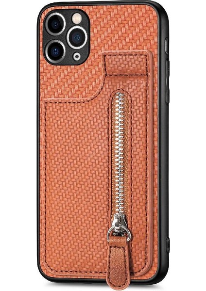 IPhone 11 Için Kılıf Pro Max Standı Crad Yuvası Fermuar Cüzdan Manyetik Araç Montaj (Yurt Dışından)