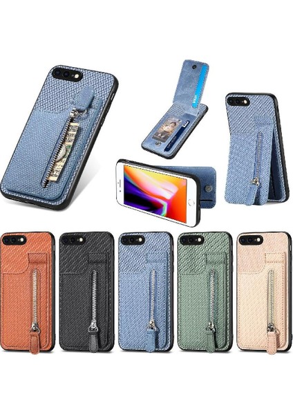 IPhone 7 Için Kılıf Artı/8 Artı Standı Manyetik Araç Montaj Crad Yuvası Fermuar (Yurt Dışından) indirimleri