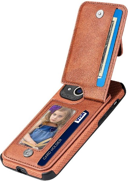 IPhone 13 Için Kılıf Mini Manyetik Araç Montaj Cüzdan Fermuar Crad Yuvası Standı (Yurt Dışından)