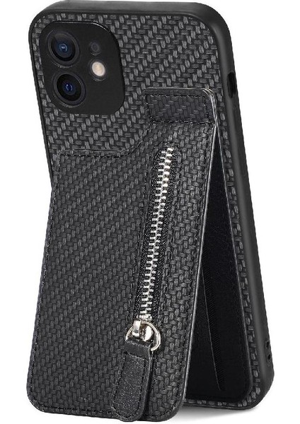 IPhone 11 Için Kılıf Cüzdan Crad Yuvası Fermuar Standı Manyetik Araç Montaj (Yurt Dışından)