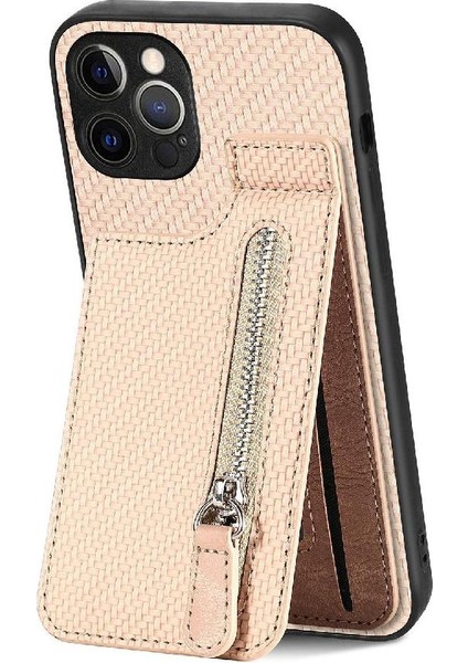 IPhone 12 Için Kılıf Pro Max Standı Manyetik Araç Montaj Fermuar Cüzdan Crad Yuvası (Yurt Dışından)