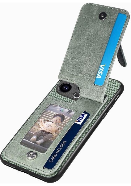 IPhone 15 Için Kılıf Pro Fermuar Cüzdan Manyetik Araç Montaj Crad Yuvası Standı (Yurt Dışından)