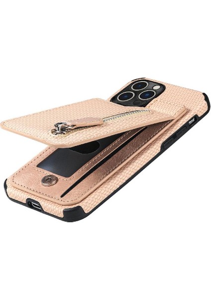 IPhone 14 Için Kılıf Pro Max Manyetik Araç Montaj Fermuar Cüzdan Standı Crad Yuvası (Yurt Dışından)