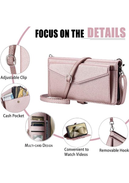 Cüzdan Crossbody Durumda IPhone 16 Için Artı Kart Tutucu Fermuar Faturaları Yuvası Için (Yurt Dışından)