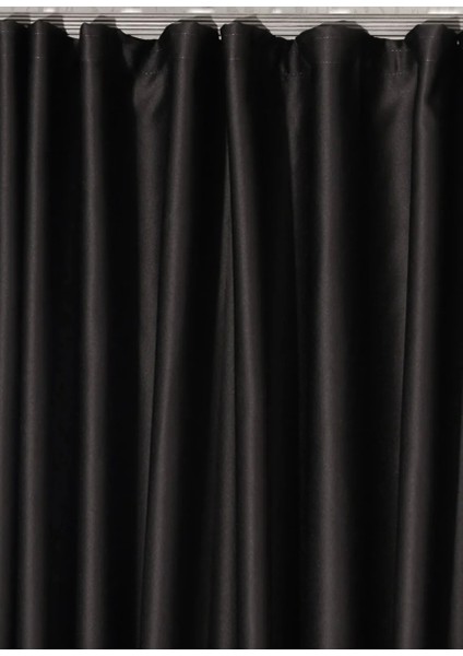 Boutique Curtain Siyah Blackout Fon Perde Pilesiz Düz Ekstrafor Dikim Korniş / Rustik Uyumlu