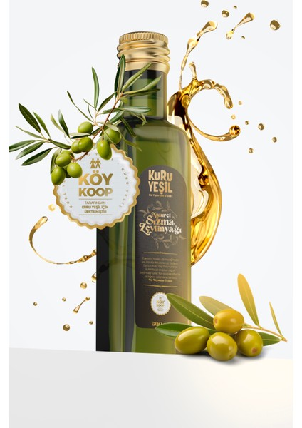 Natural Sızma Zeytinyağı - Taze Hasat - Extra Virgin Olive Oil - Cold-pressed Olive Oil For Gourmet Cooking 500 ml