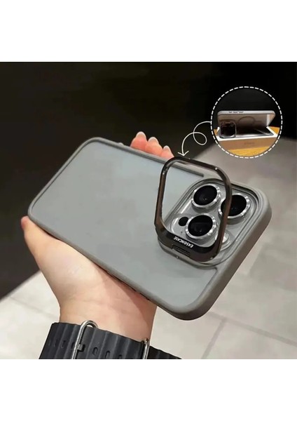 iPhone 13 Uyumlu Kılıf + Lens Koruyucu Standlı Kenarı Renkli Silikon Arkası Sararmaz Şeffaf indirimleri