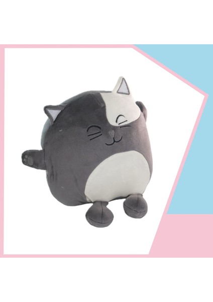 Kedi Yastik Peluş Uyku Arkadaşi 35 cm Gri Gnzrz