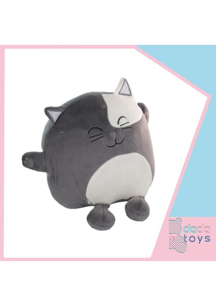 Kedi Yastik Peluş Uyku Arkadaşi 35 cm Gri Gnzrz