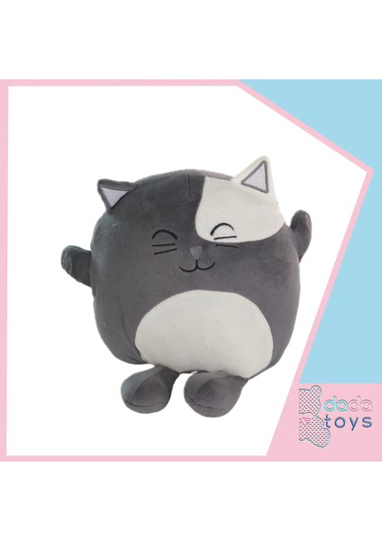 Kedi Yastik Peluş Uyku Arkadaşi 35 cm Gri Gnzrz