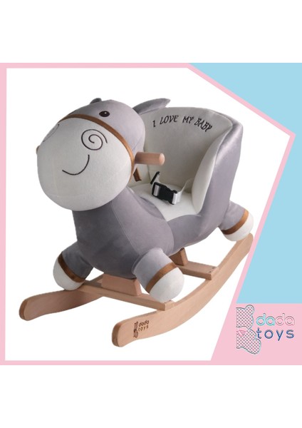 Sallanan Doldurulmuş At Peluş Rocker 60 cm Gri-Beyaz Gnzrz