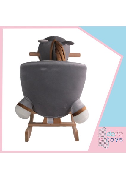 Sallanan Doldurulmuş At Peluş Rocker 60 cm Gri-Beyaz Gnzrz