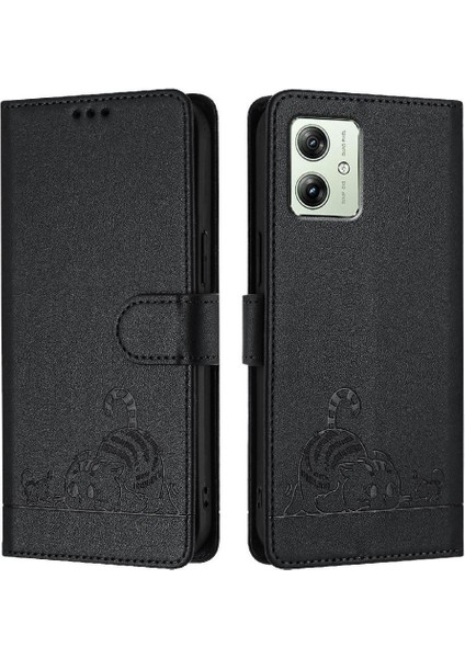 Motorola Moto G54 5g Için Kılıf Cüzdan Kapak Çevirin Kedi Rfıd Kart Yuvası Tutucu (Yurt Dışından)