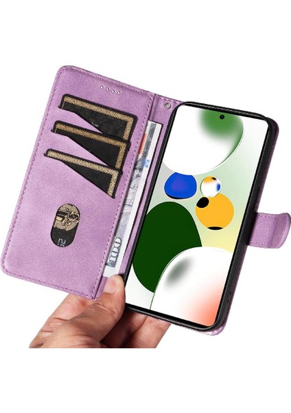 Xiaomi Poco X5 Pro 5g Için Filp Durumda Ayrılabilir Siyah Bilezik Preslenmiş Pu (Yurt Dışından)