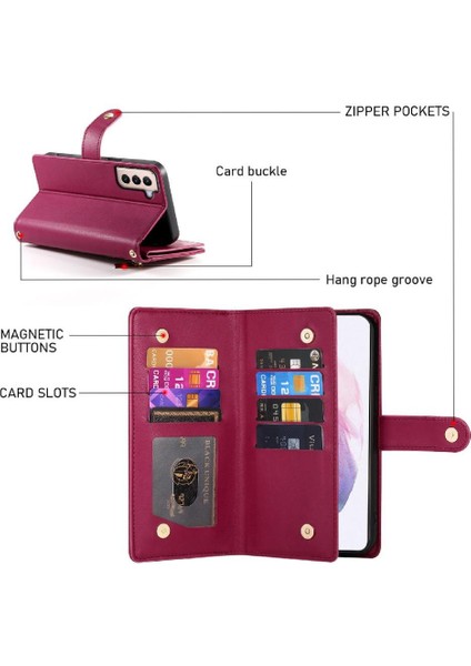 Samsung Galaxy S21 Artı Iş Cüzdan Crossbody Kayış Için Flip Case (Yurt Dışından) modelleri