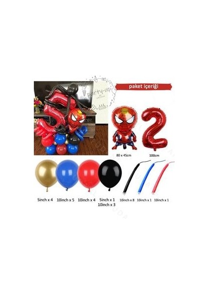 Spiderman Örümcekadam Balon Karşılama Seti ( 1-9 Yaş Kırmızı Rakam Balon Seçimli)