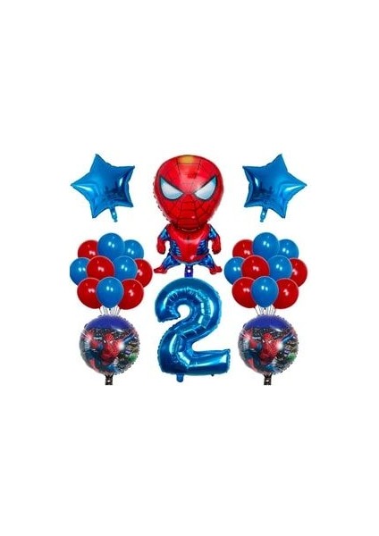 Örümcekadam Balon Karşılama Seti Spiderman Mavi Rakam Balon