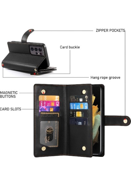 Samsung Galaxy S21 Ultra Cüzdan Iş Için Flip Case Çok Fonksiyonlu (Yurt Dışından) fırsatları