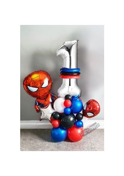 Örümcek Adam Spiderman Gümüş Gri Rakam Balon Karşılama Seti