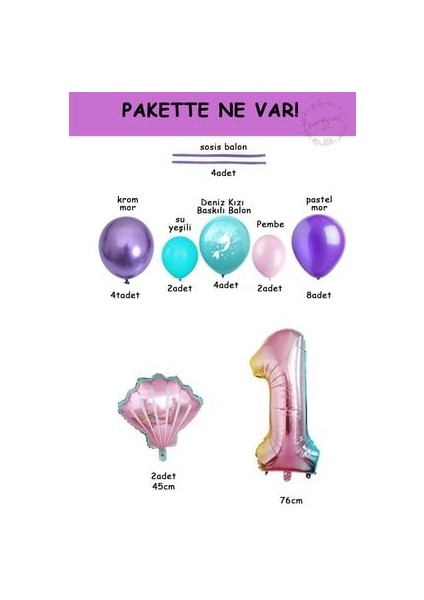 Deniz Kızı Deniz Kabuğu Balon Karşılama Seti 76CM Gökkuşağı Renkli Rakam Balon Karşılama Seti fiyatları