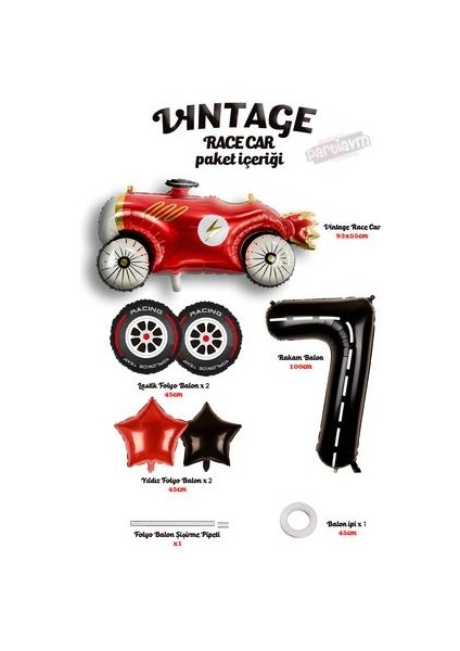 Vintage Race Car Set Arabalar Yarış Arabası Doğum Günü Balon Kırmızı Araba Full Set Rakam Balon fiyatları