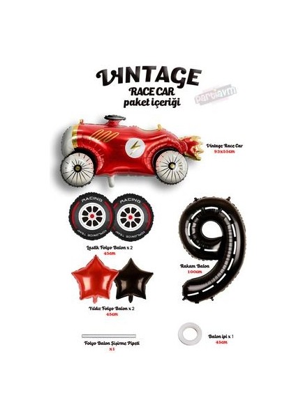 Vintage Race Car Set Arabalar Yarış Arabası Doğum Günü Balon Kırmızı Araba Full Set Rakam Balon fiyatları