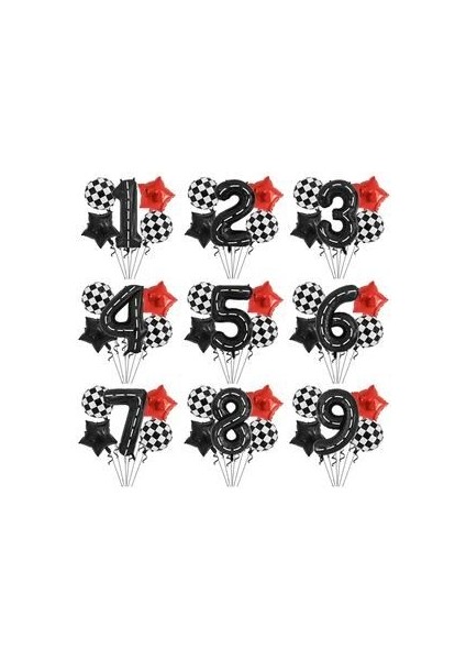 Siyah Rakam Balonlu Şimşek Mcqueen Balon Seti Arabalar (Cars) Konfetili Şeffaf Balon fırsatları