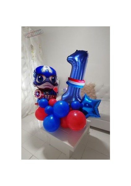 Kaptan Amerika Balon Marvel Karşılama Seti Captain America Rakam Balon Süper Kahramanlar Balon Seti