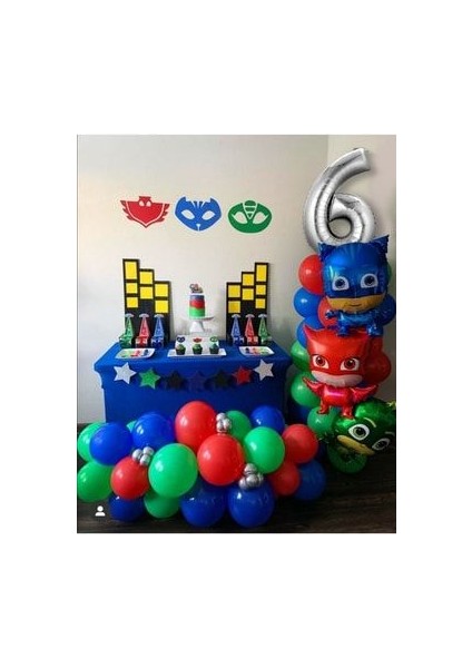 Pijamaskeliler Balon Zinciri Pjmasks Full Set (Pompa+Zincir+Yapıştırıcı)