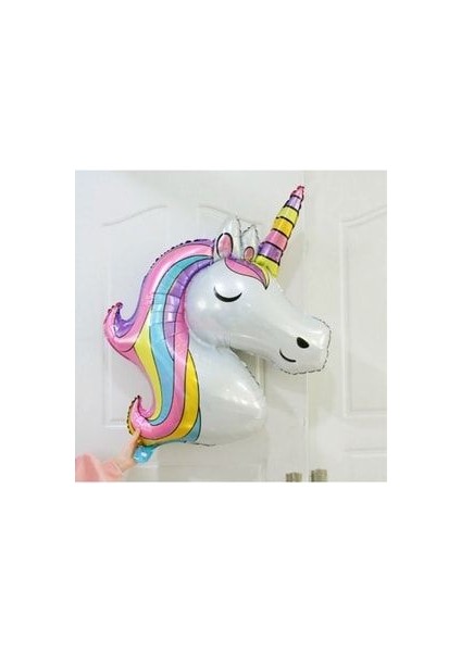 Unicorn ve Gökkuşağı Rakam Balonlu 7li Set Pembe Folyo Yıldız ve Konfeti Pullu Şeffaf Balonlu modelleri