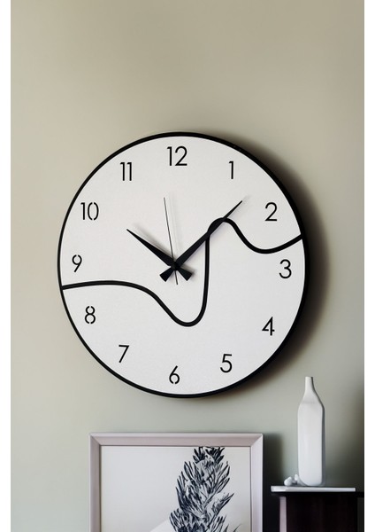 Dekoratif Yeni Modern Caph Beyaz - Siyah Ahşap Duvar Saati 48 cm