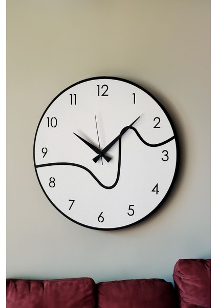 Dekoratif Yeni Modern Caph Beyaz - Siyah Ahşap Duvar Saati 48 cm indirimleri