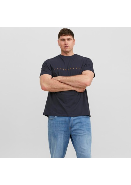 Büyük Beden Gögüs Logo Baskili T-Shirt - Star