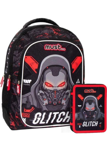 Glitch Işıklı Okul Çantası + Kalemlik Içi Dolu 2'li Set