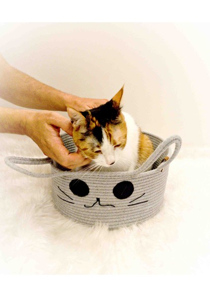 Kedi Sepeti Büyük Boy Kedi Yatağı Kedi Evi Yıkanabilir Kaliteli Kordon Ip 30 cm fiyatları