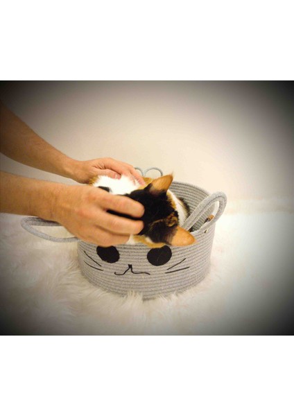 Kedi Sepeti Büyük Boy Kedi Yatağı Kedi Evi Yıkanabilir Kaliteli Kordon Ip 30 cm modelleri