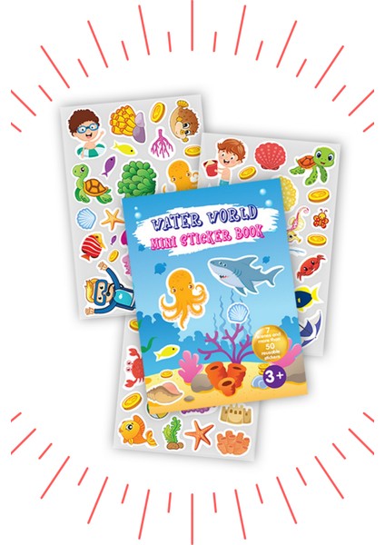 Dinosaurs Mini Sticker Book - Water World Mini Sticker Book 2'li Set