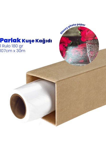 Plotter Sarf Parlak Kuşe Fotoğraf Kağıdı 180 gr (Dye) 107CM x 30MT (1 Rulo)