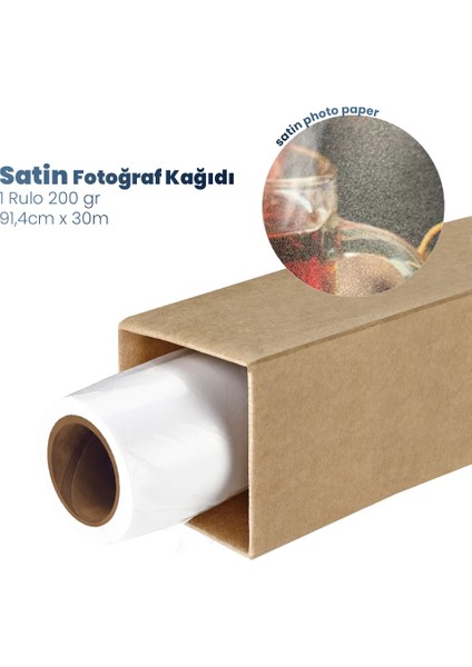 Plotter Sarf Microporous (Satin) Yarı Mat Fotoğraf Kağıdı Waterprof 200GR 91,4cm X30MT(1 Rulo)