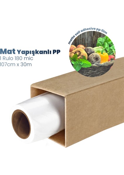 Plotter Sarf Mat Yapışkanlı Pp Film Dye Pigment Waterprof 180 Mic 107CM x 30 mt (1 Rulo)