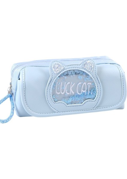 Quicksand Kalem Kutusu Kırtasiye Çantası Kore Tarzı Tuval Kırtasiye Kedi Sevimli Kalem Kutusu Yaratıcı Üç Çift Katmanlı Kalem Kutusu Kız Öğrenciler Için (Yurt Dışından)