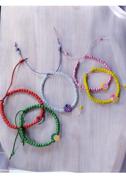 Kumboncuk Meyve Figürlü 5'li Çocuk Bileklik Set modelleri