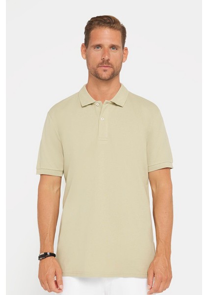 Erkek Klasik Fit Rahat Kesim %100 Pamuk Düz Pike Yeşil Polo Yaka T-Shirt fiyatları