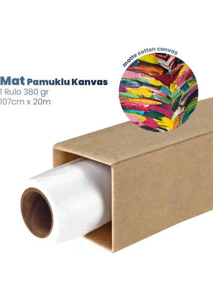 Plotter Sarf Cotton Kanvas Matt  Pamuk Tuval 380GR Pigmet ve Dye Iç Mekan 107CMX 20 mt (1 Rulo)