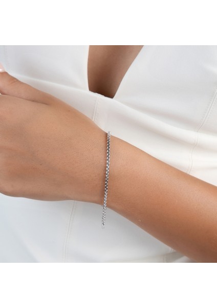 14 Ayar Altın Unisex Beyaz Kare Küp Zincir Bileklik 2.5 mm fiyatları
