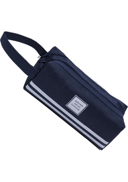 Taşınabilir Kırtasiye Çantası Çift Katmanlı Oxford Kumaş Çift Çekme Kalem Çantası Basit Büyük Kapasiteli Taşınabilir Fermuarlı Kalem Çantası Ilk ve Orta Okul Öğrencileri Için (Yurt Dışından)